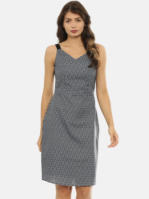 

IDK Women Black & White Printed Sheath Dress