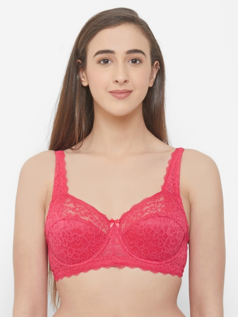 

Soie Pink Lace Underwired Non Padded Everyday Bra FB-611