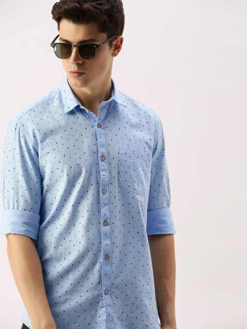 

John Players Men Blue Trim Regular Fit Printed Casual Shirt