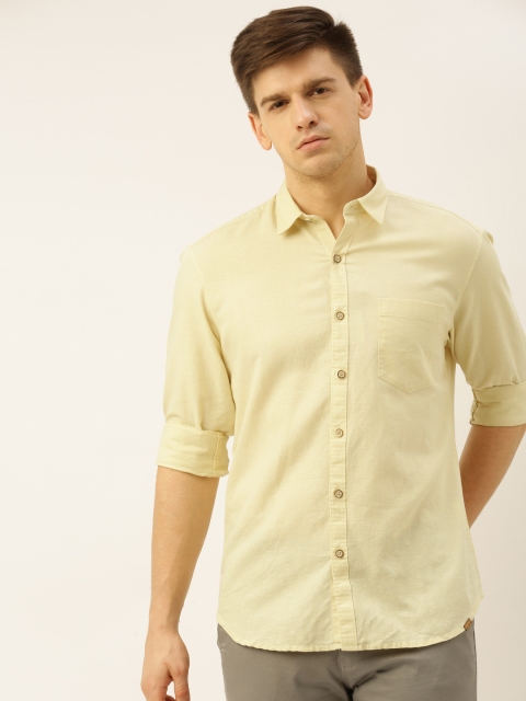 

John Players Men Beige Trim Slim Fit Solid Casual Shirt