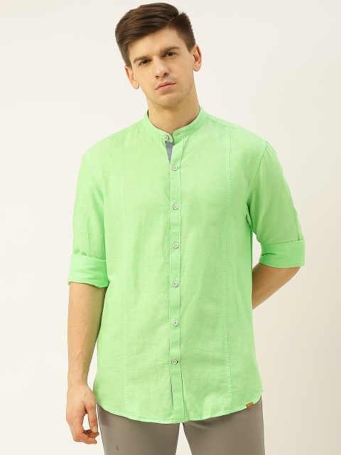 

John Players Men Green Trim Slim Fit Solid Casual Shirt
