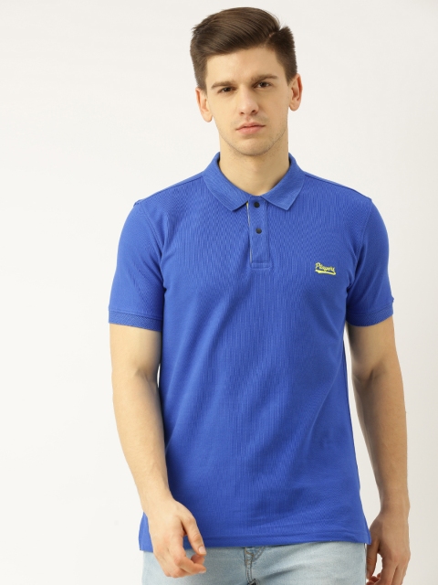 

John Players Men Blue Slim Fit Solid Polo Collar T-shirt