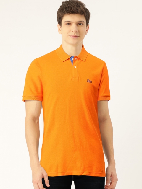 

John Players Men Neon Orange Solid Polo Collar T-shirt
