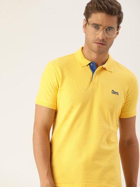 

John Players Men Yellow Slim Fit Solid Polo Collar T-shirt