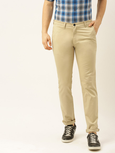 

John Players Men Beige Slim Fit Solid Chinos