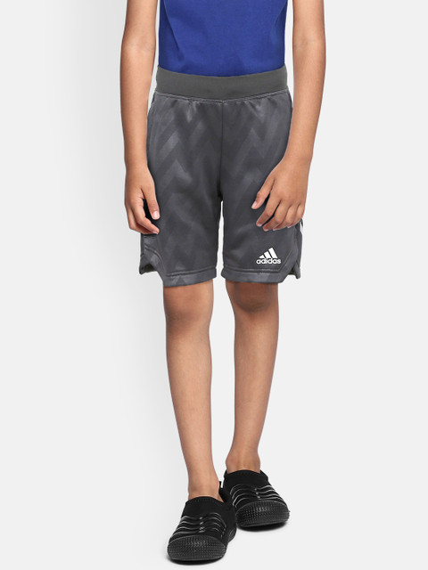 

ADIDAS Boys Charcoal Grey Chevron Woven Design Aeroready XFG Training Shorts