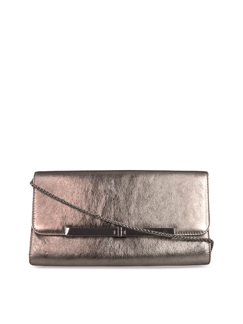 

ILEX Gunmetal Solid Leather Sling Bag, Metallic