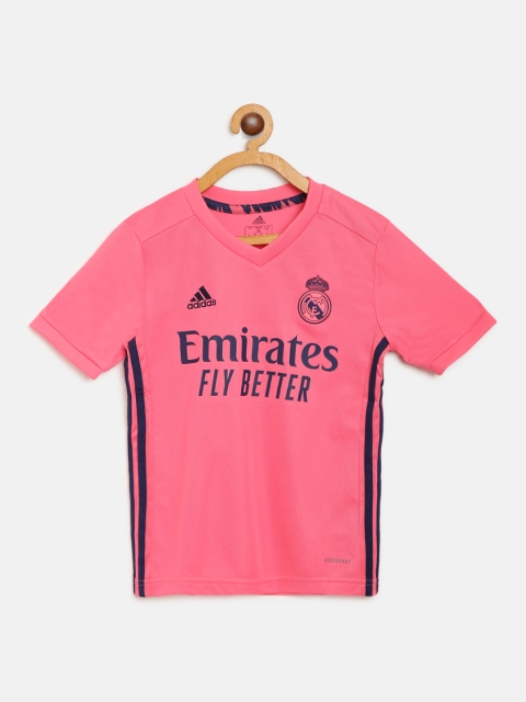 

ADIDAS Boys Pink & Navy Blue Typography Print Real Madrid Away Football Jersey