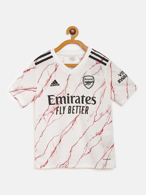 

ADIDAS Boys White & Maroon Abstract Print Arsenal Away Football Jersey