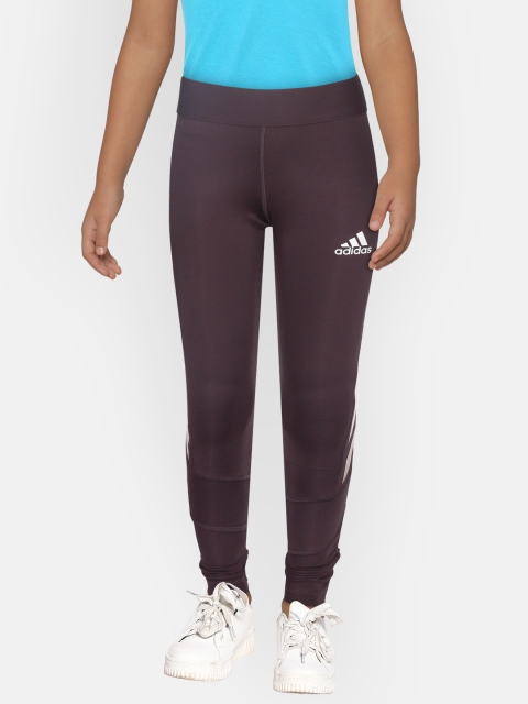 

ADIDAS Girls Aubergine The Future Today Aeroready XFG Training Sustainable Tights, Purple