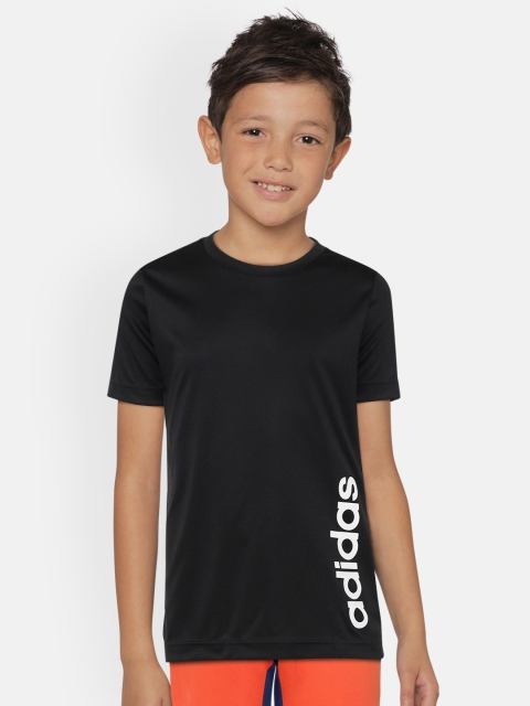 

ADIDAS Boys Black Solid Linear Training T-shirt with Printed Detail