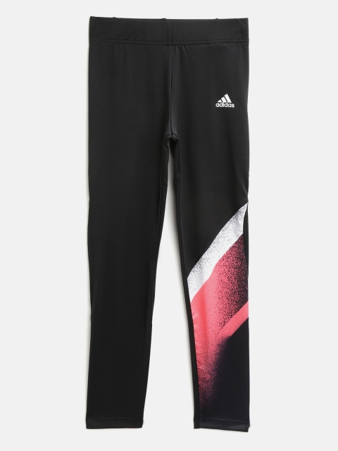 

ADIDAS Girls Black & Pink Printed Unleash Confidence Tights