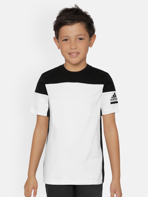 

ADIDAS Boys White & Black Colourblocked ZNE T-shirt