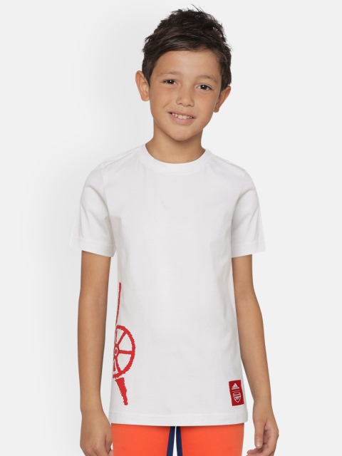 

ADIDAS Boys White & Red Placement Print Football Arsenal T-shirt