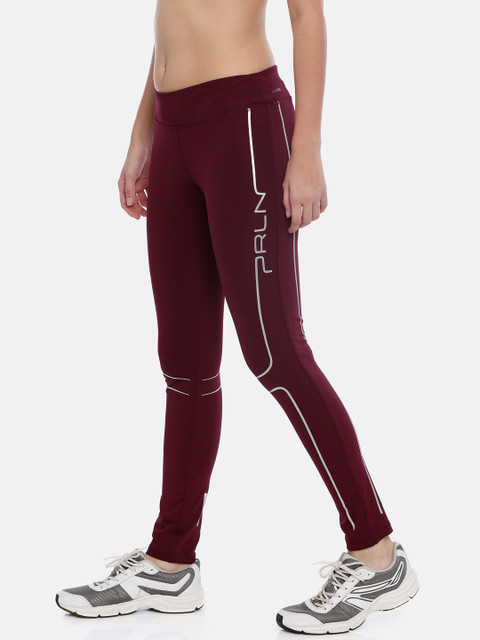 

Proline Active Women Maroon Solid Performance Fit Side Striped Tights