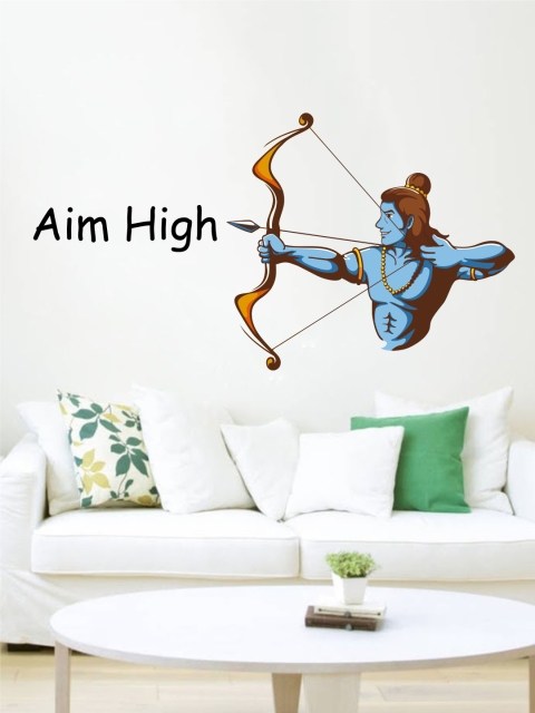 

rawpockets Multicoloured Aim High With Lord Ram PVC Vinyl Wall Stickers, Multi