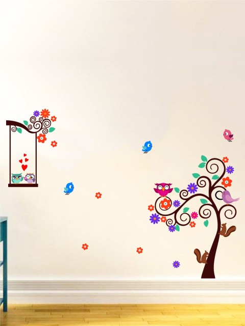 

rawpockets Multicoloured Colourful Tree Art Wall Stickers, Multi