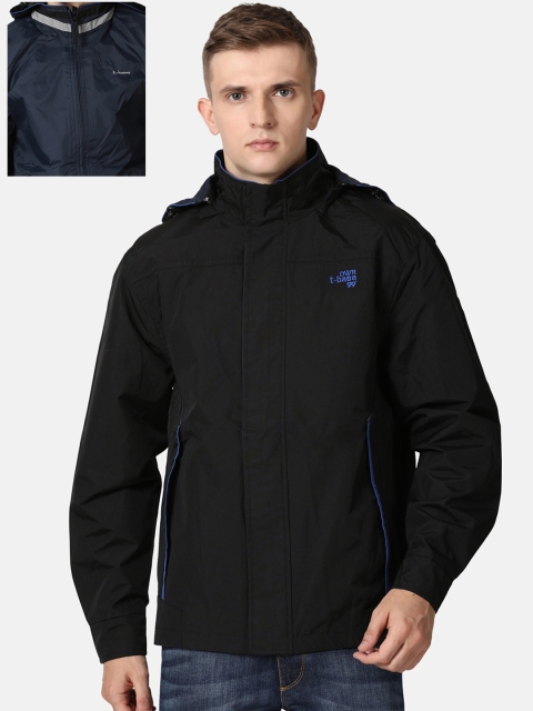 

t-base Men Black & Blue Solid Reversible Waterproof Rain Jacket