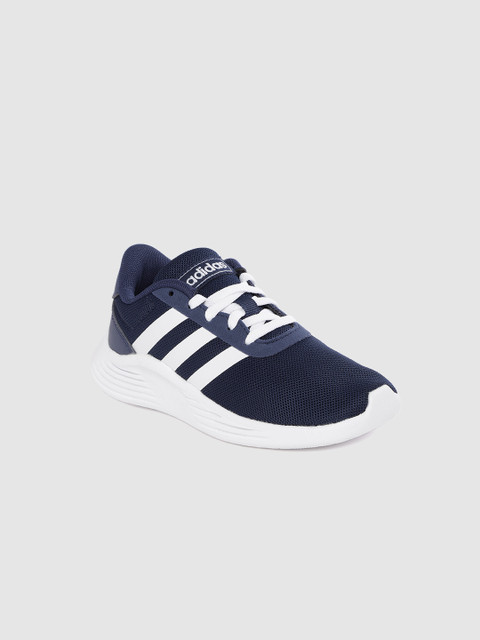 

ADIDAS Kids Navy Blue & White Woven Design Lite Racer 2.0 K Sneakers with Striped Detail
