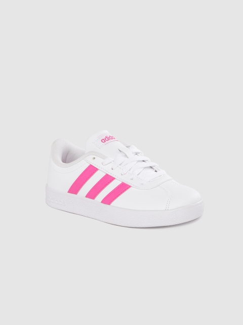 

ADIDAS Kids White & Pink Striped Detail VL Court 2.0 K Sneakers