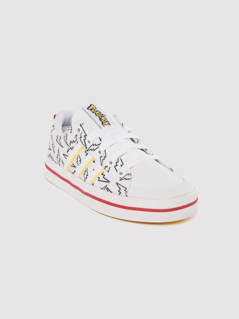 

ADIDAS Kids White & Black Pikachu Power Print BRAVADA K Skateboarding Casual Shoes