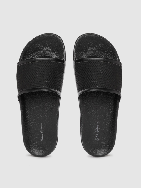 

Mast & Harbour Women Black Self Design Sliders