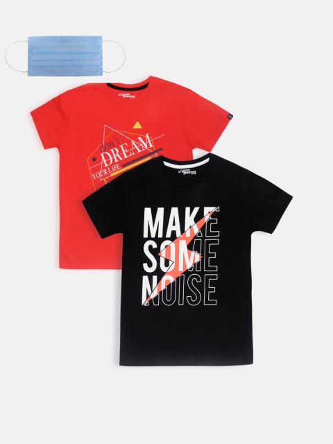 

Lil Tomatoes Boys Pack of 2 Printed Round Neck T-shirt, Red