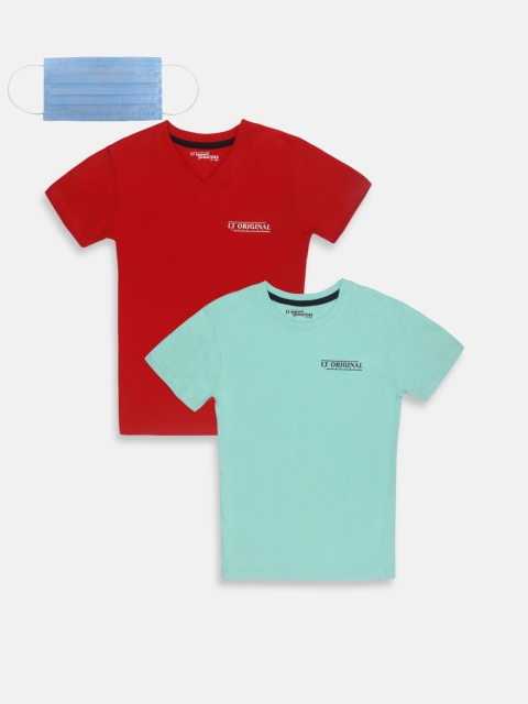 

Lil Tomatoes Boys Pack of 2 Solid Round Neck T-shirt, Green