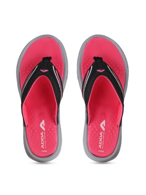 

Adda Women Grey & Pink Solid Thong Flip-Flops