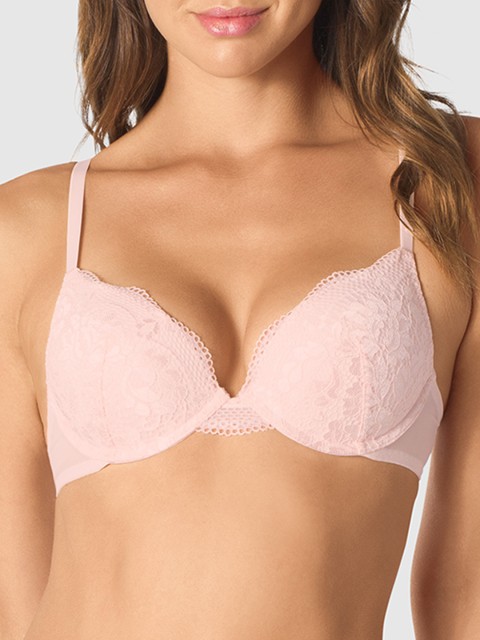 

La Senza Pink Lace Underwired Lightly Padded Plunge Bra 11143309-75S6
