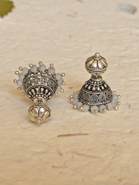 

Anetra Silver & White Handcrafted Dome Shaped Studs