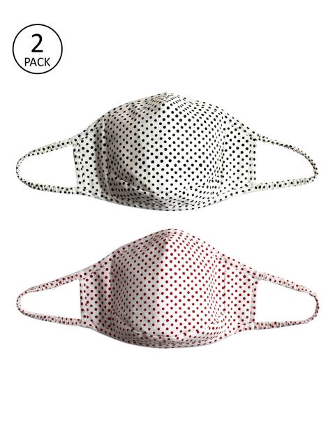 

DailyObjects Adults Pack of 2 Polka Dot Printed 4-Ply Reusable Cloth Masks, Red