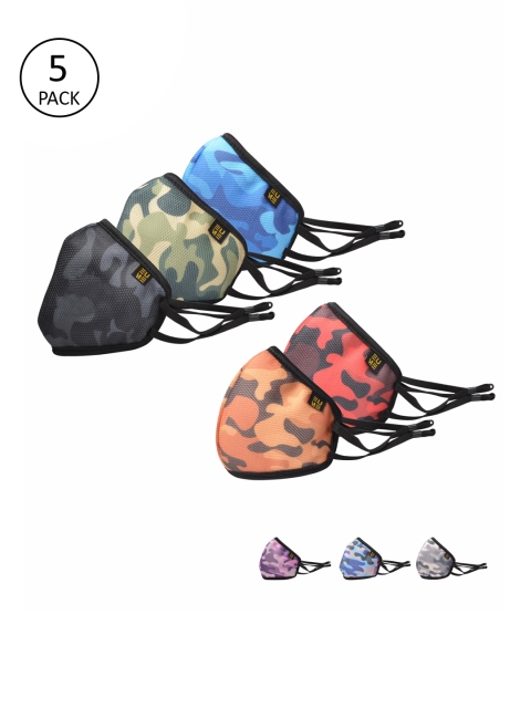 

EUME Unisex 5 Pcs Assorted Printed 95 4-Ply Reusable Masks, Multi
