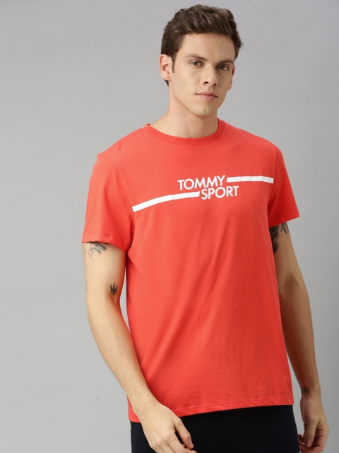 

Tommy Hilfiger Men Orange Printed Round Neck T-shirt