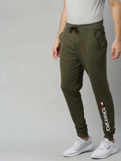 

Tommy Hilfiger Mens Olive Green Solid Trackpants