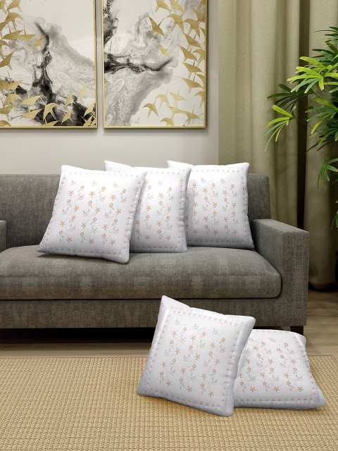 

HOSTA HOMES White Set of 5 Embroidered Square Cushion Covers