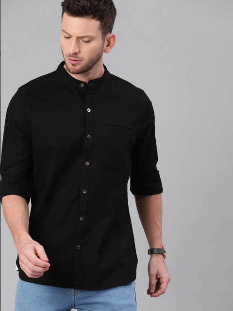 

WROGN Men Black Slim Fit Solid Casual Shirt