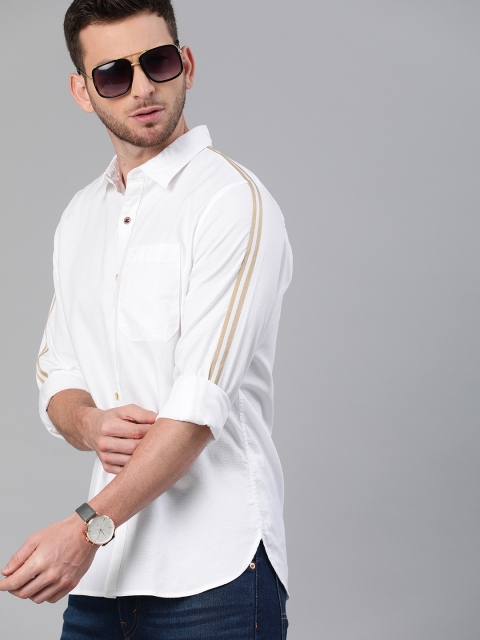 

WROGN Men White Slim Fit Solid Casual Shirt