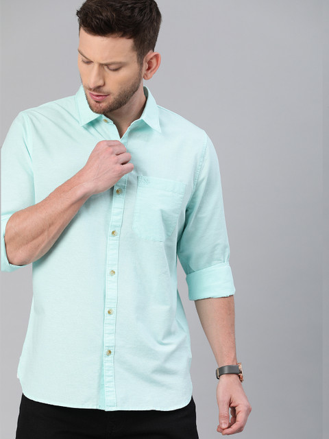 

WROGN Men Blue Slim Fit Solid Casual Shirt