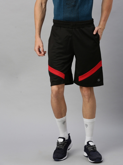 

WROGN ACTIVE Men Black Striped Regular Fit Shorts