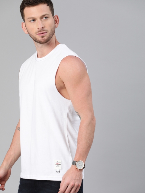 

WROGN Men White Solid Round Neck T-shirt