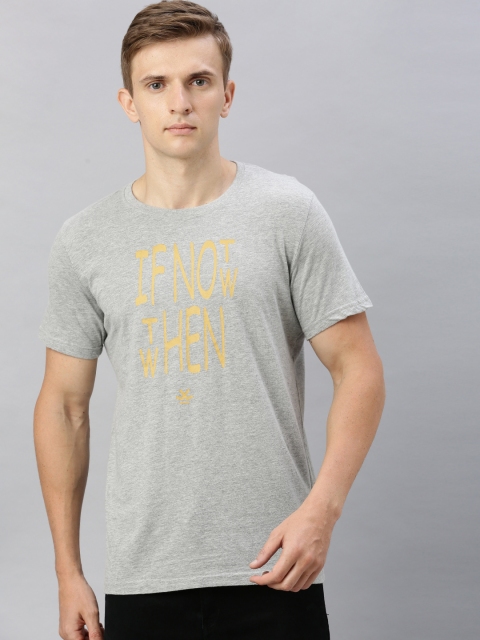 

WROGN Men Grey Printed Round Neck T-shirt