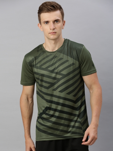 

WROGN ACTIVE Men Olive Green & Black Printed Round Neck T-shirt