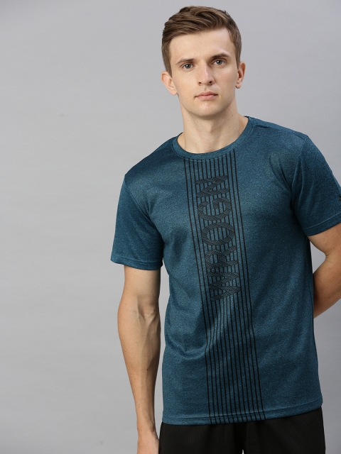 

WROGN ACTIVE Men Teal Blue Printed Round Neck T-shirt
