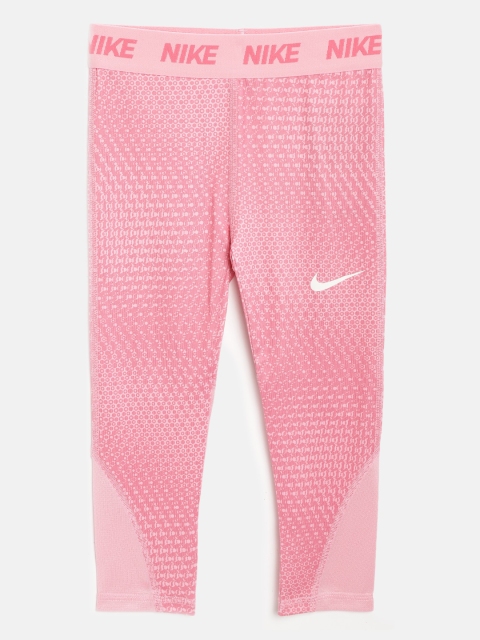 

Nike Girls Pink Dri-Fit PERF AOP Leg Geometric Print Tights
