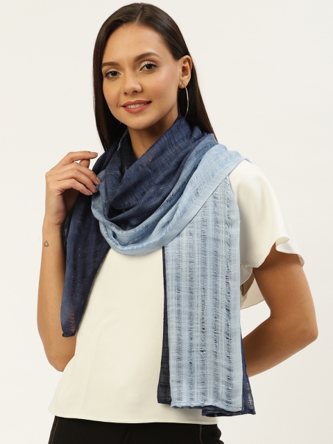 

WISSTLER Women Blue Self Striped Ombre Effect Stole