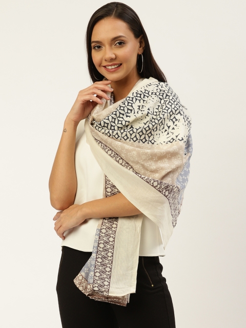 

WISSTLER Women Beige & Black Printed Stole