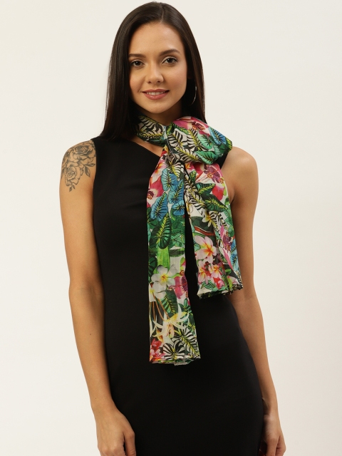 

WISSTLER Women Green & Pink Tropical Print Stole