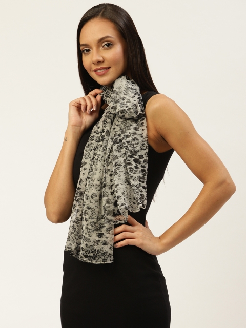 

WISSTLER Women Off-White & Black Printed Stole