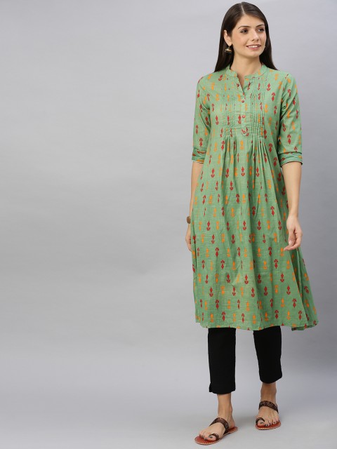 

Alena Women Green Printed A-Line Kurta
